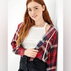 American Eagle Outfitters Cozy Cabin‎ Cropped Hoodie Flannel Size XS
